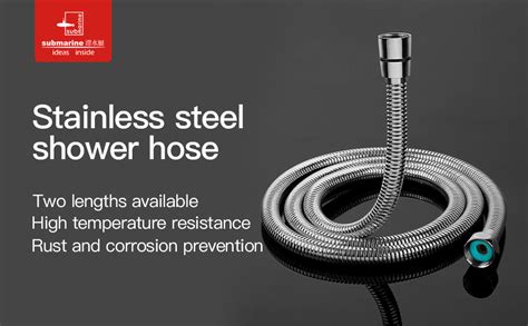 SUBMARINE Shower Hose 1 5M Stainless Steel Universal Dual G1 2