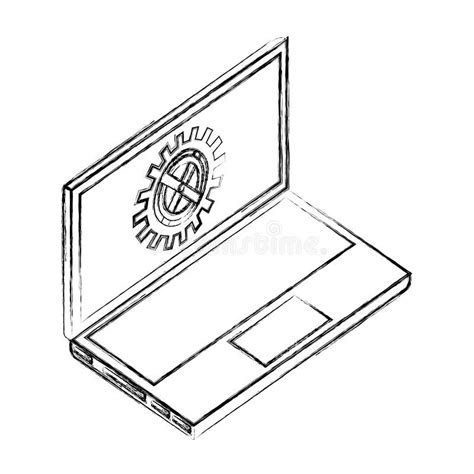 Laptop Device Technology Gear Settings Stock Illustration