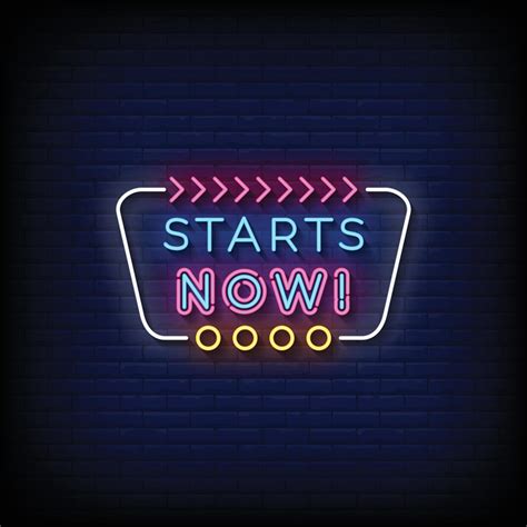 neon sign starts   brick wall background vector  vector