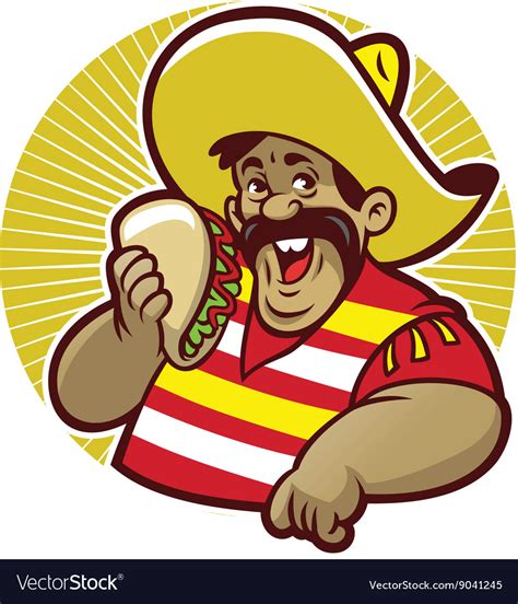 Mascot Mexican Male With Taco Royalty Free Vector Image
