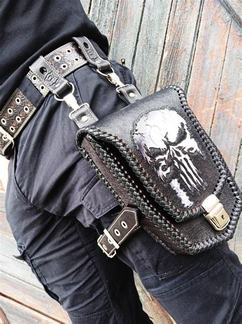 Leather Utility Belt Thigh Bag Thigh Holster Leather Hip Etsy Tooled