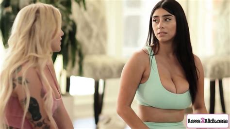 Busty Latinas Share And Lick Tattooed Yoga Instructors Pussy