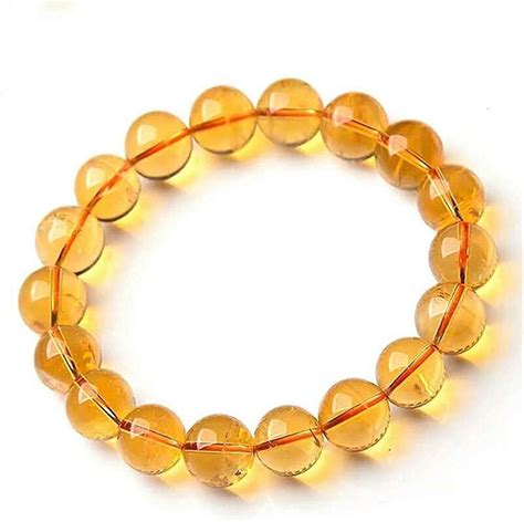 AAAAA Pulsera elástica de cristal de citrino amarillo natural de 12