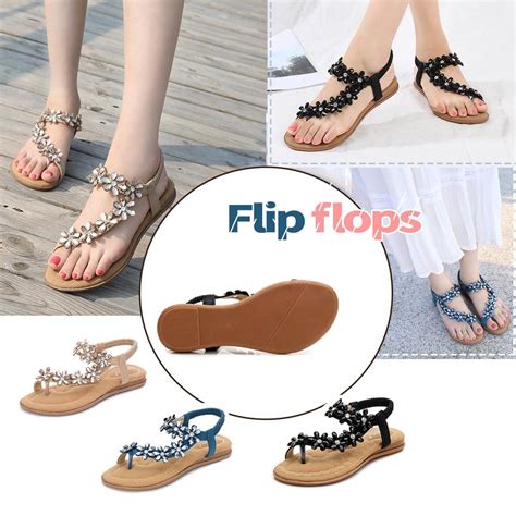 Womens Fashion Floral Crystal Elastic Band Flip Flops Wedge Sandals