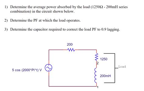 Solved 1) Determine the average power absorbed by the load | Chegg.com