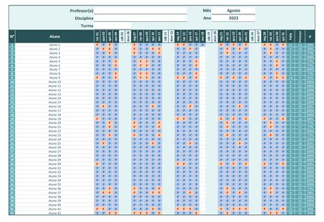 lista de presença para imprimir Excel Easy