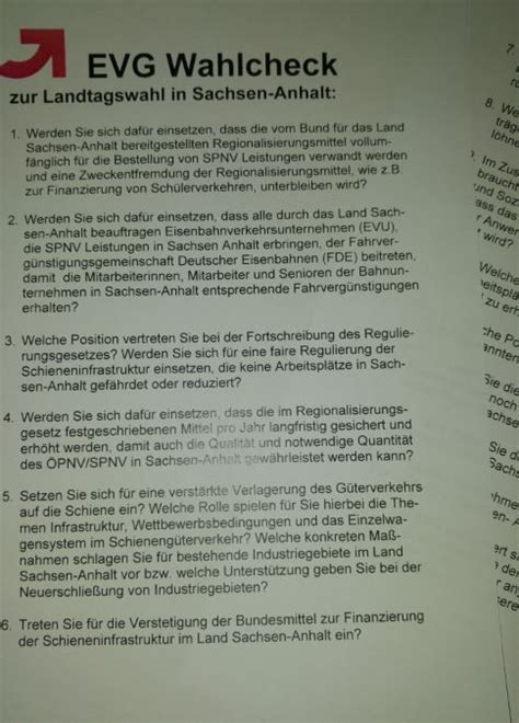 Landtagswahl In Sachsen Anhalt Erste Antworten Auf Wahlprüfsteine Evg