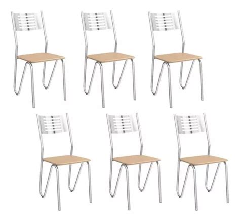 Kit Cadeiras De Cozinha Nápoles c cr Un Cromada nude Parcelamento sem juros