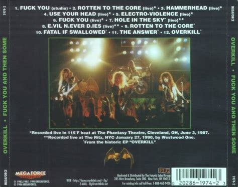 Overkill FUCK YOU AND THEN SOME CD For Sale