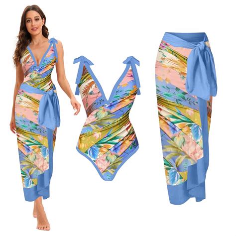 Gaecuw One Piece Swimsuit Women With Cover Up Bikini Wrap Skirt