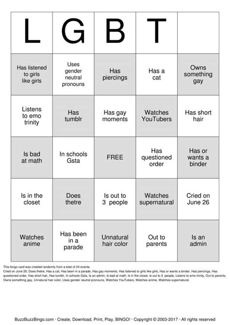 Lgbt Bingo Bingo Cards To Download Print And Customize