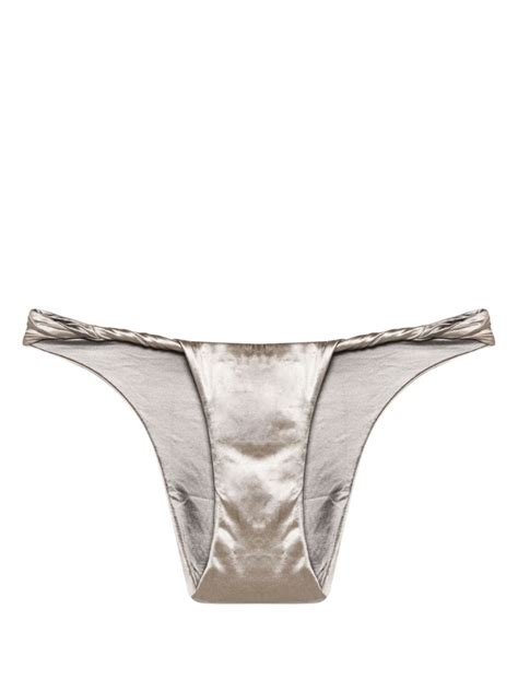 Isa Boulder Exclusive Twisted Bikini Bottoms Silver FARFETCH