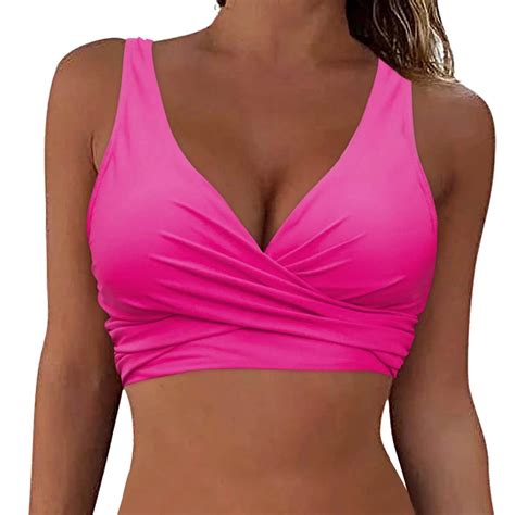 YABCSAZ Women S Sports Swim Bra Bikini Top Solid Color Bathing Suit Swimsuit Top Quick Dry