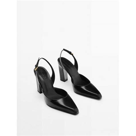 Кожаные туфли-мюли на высоком каблуке