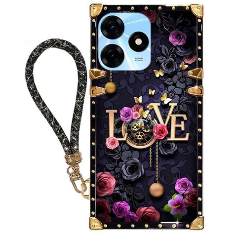 Vỏ Fro Infinix Hot 40i Smart8 Smart8Pro Smart8Plus Vỏ điện thoại In thời trang đèn flash tay dây