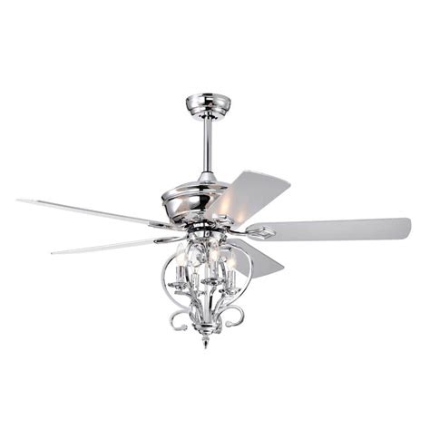 52 in. Indoor Silver 4-Lights Ceiling Fan with 5 Wood Blades, 3-Speed ...