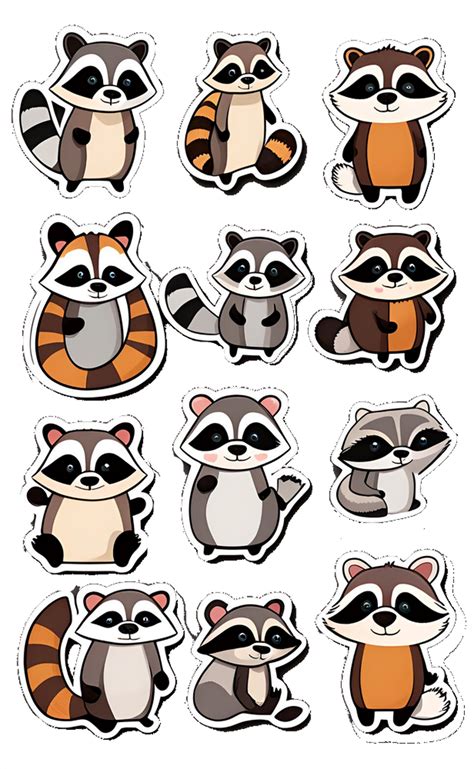 adorable racoons stickers  stock photo public domain pictures