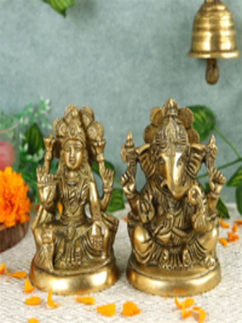 Buy Imli Street Gold Toned 2 Pieces Ganesh Laxmi Idol Brass Showpieces