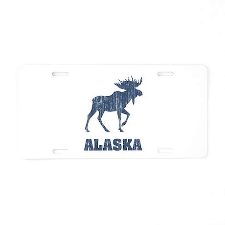 Retro Alaska Moose Aluminum License Plate by CheekyGeek