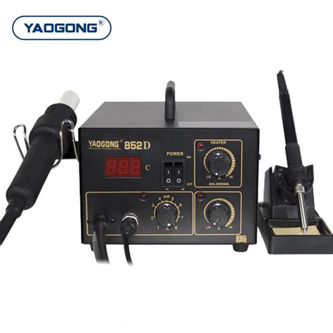 Yaogong 852d Smd Rework Station Hot Air Diaphragm Pump Esd Soldering Iron Heat Gun Bga Welding