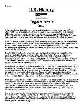 Engel V Vitale 1962 Article Questions PDF By Academic Links