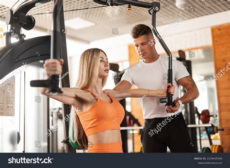 Sexy Beautiful Blonde Fitness Woman Sits Stock Photo 2154435545 Shutterstock