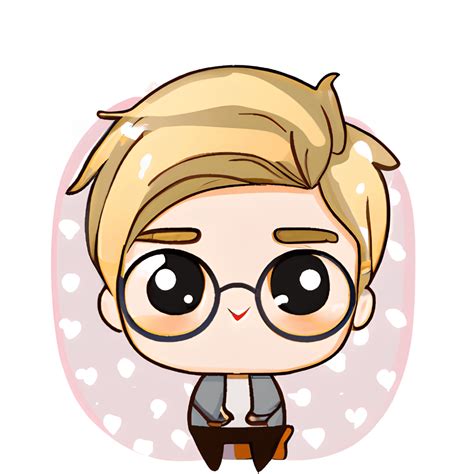 Blonde Man Wearing Glasses Kawaii Chibi Cartoon Illustration Creative Fabrica