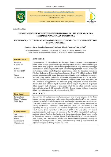 PDF PENGETAHUAN SIKAP DAN TINDAKAN MAHASISWA FK UISU ANGKATAN 2019