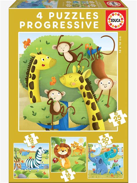 Lot De Puzzles Progressifs Pi Ces Animaux Sauvages Educa