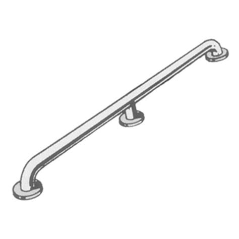 72 Stainless Steel Straight Grab Bar With Mid Support And Flange Covers