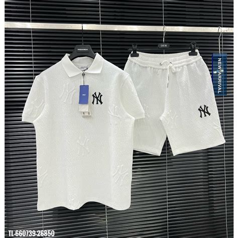 HotBộ MLB vân nổi áo polo thiết kế hot trend Nam Nữ New 2024 Shopee Việt Nam