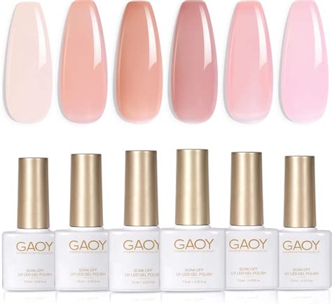 GAOY Jelly Nude Pink Gel Nail Polish Set Of 6 Transparent Colors Including Pink Nude Sheer Gel