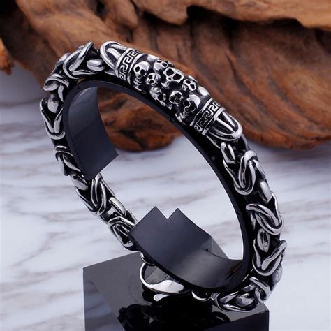 Винтажный готический металлический браслет с узором в виде цепочки ...
