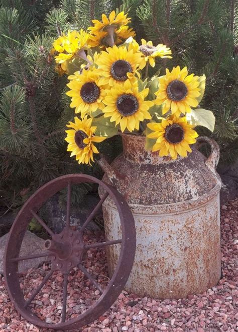 Sunflower Garden Design 10 Rustic Backyard Old Milk Cans Milk Can Decor