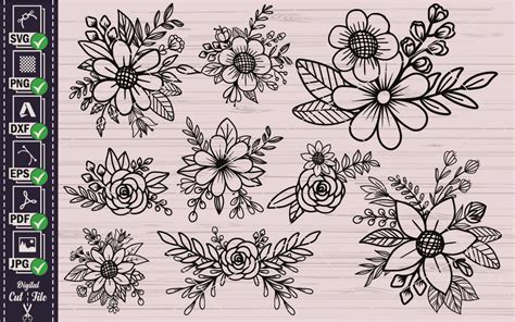 Flower Svg Bundle 9 Floral SVG Rose Graphic By Pixelworld Creative