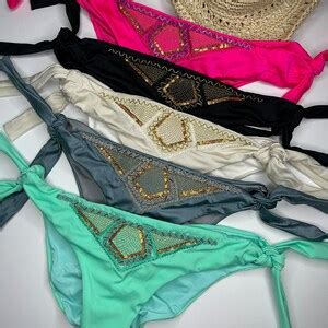 Two Piece Bikini Set Triangle Top Cheeky And Bottom Tie Straps Etsy