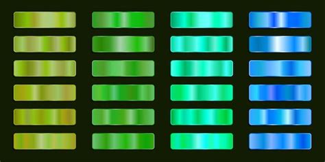 Premium Vector Gradient Green Metallic Steel Color Palette