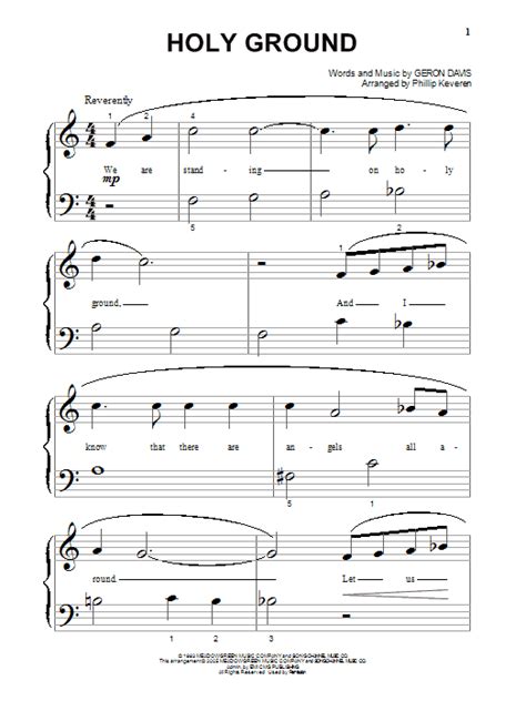 Geron Davis "Holy Ground" Sheet Music for Beginning Piano Solo ...