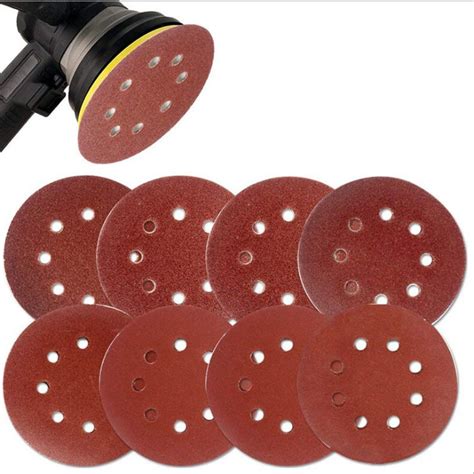 100pcs 5 Inch 8 Holes 125mm Round Sandpaper Eight Hole Disk Sand Sheets