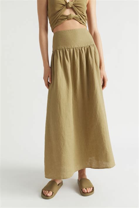 Core Linen Gathered Maxi Skirt Seed Heritage