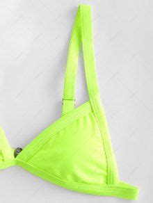 ZAFUL Neon High Cut Padded Bikini Swimsuit In GREEN YELLOW ZAFUL