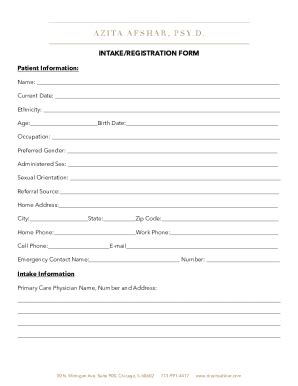 Fillable Online Intake Registration Form 2021 Pdf Fax Email Print