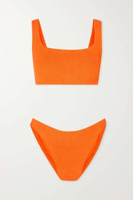 Hunza G Net Sustain Xandra Neon Seersucker Bikini Net A Porter