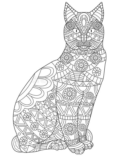 Livro Para Colorir Para Adultos Livro Do Gato Do Zentangle Pena Da