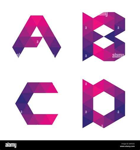 Series Of Letters A B C D Formed By Colored Triangles Geometric