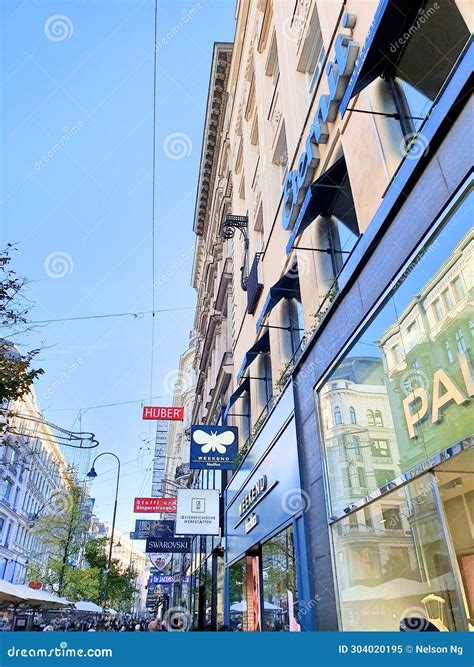 Austria Vienna City Buildings Infrastructures Along Rhine River and