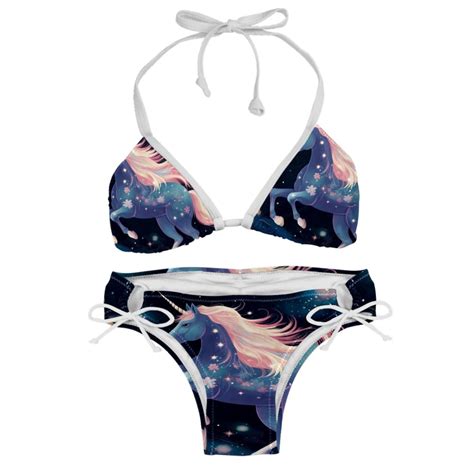 Starry Unicorn Swim Wear Bikini Set With Detachable Sponge Adjustable Strap Two Pack For