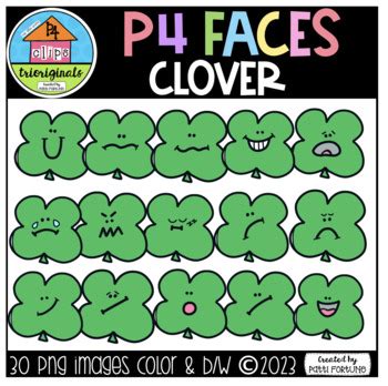 P Faces Emotions Lucky Charm Clovers P Clips Trioriginals St Patricks