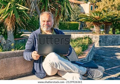 Handsome Bearded Mature Man Laptop Computer Stock Photo Shutterstock
