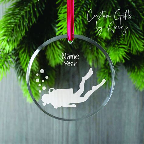 Personalized Glass Scuba Diver Ornament Scuba Diving Personalized Gift